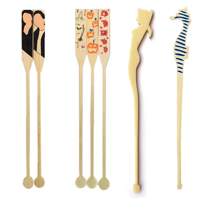 Bamboo Cocktail Stirrers Custom Printed Drink Stir Sticks