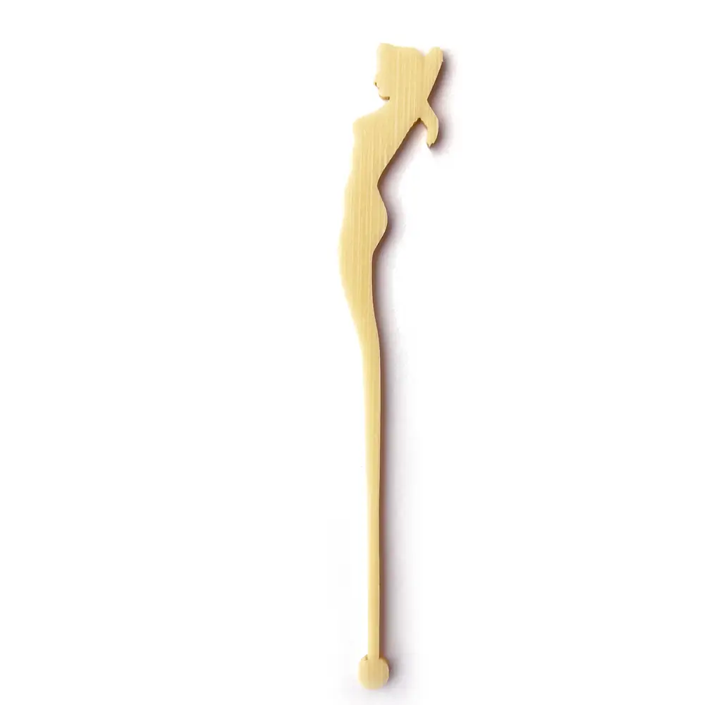 Elegant Bamboo Cocktail Stirrers – Lady Silhouette Drink Mixing Sticks