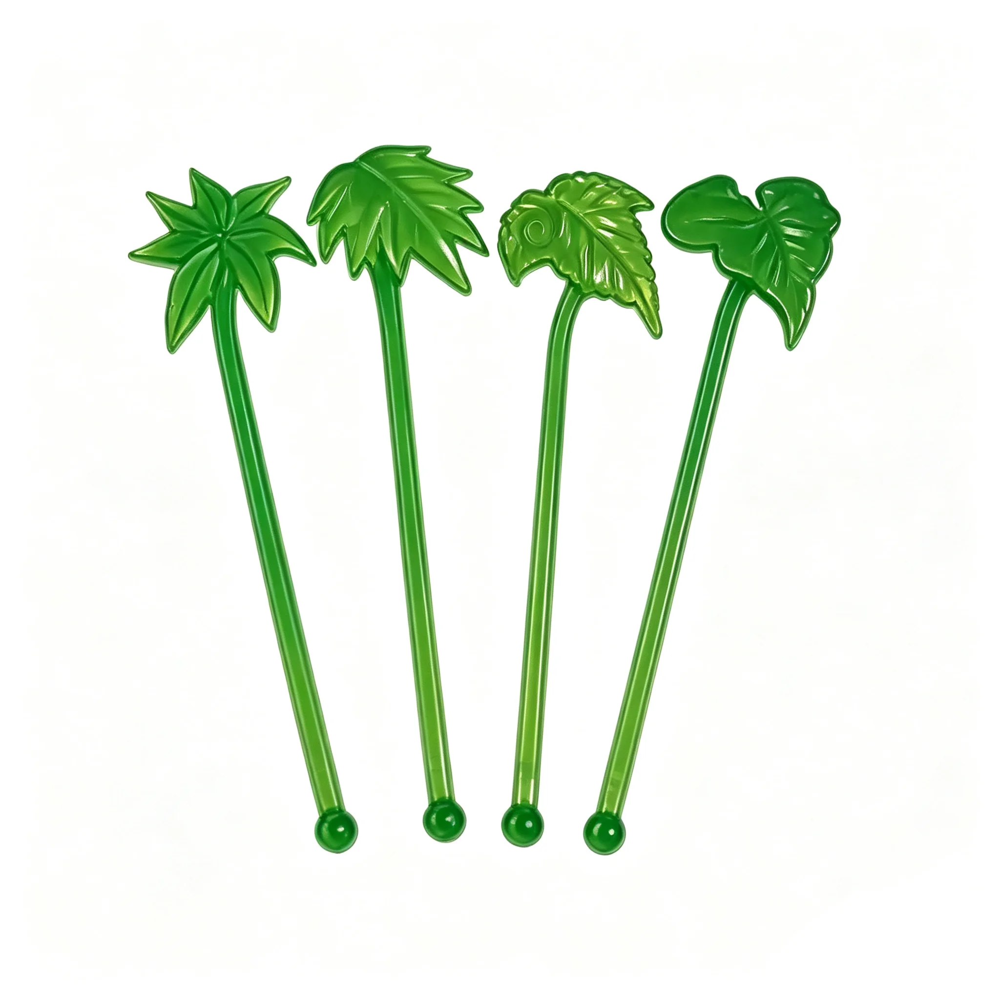 Festival Picks Tropical Leaf Plastic Cocktail Stirrers