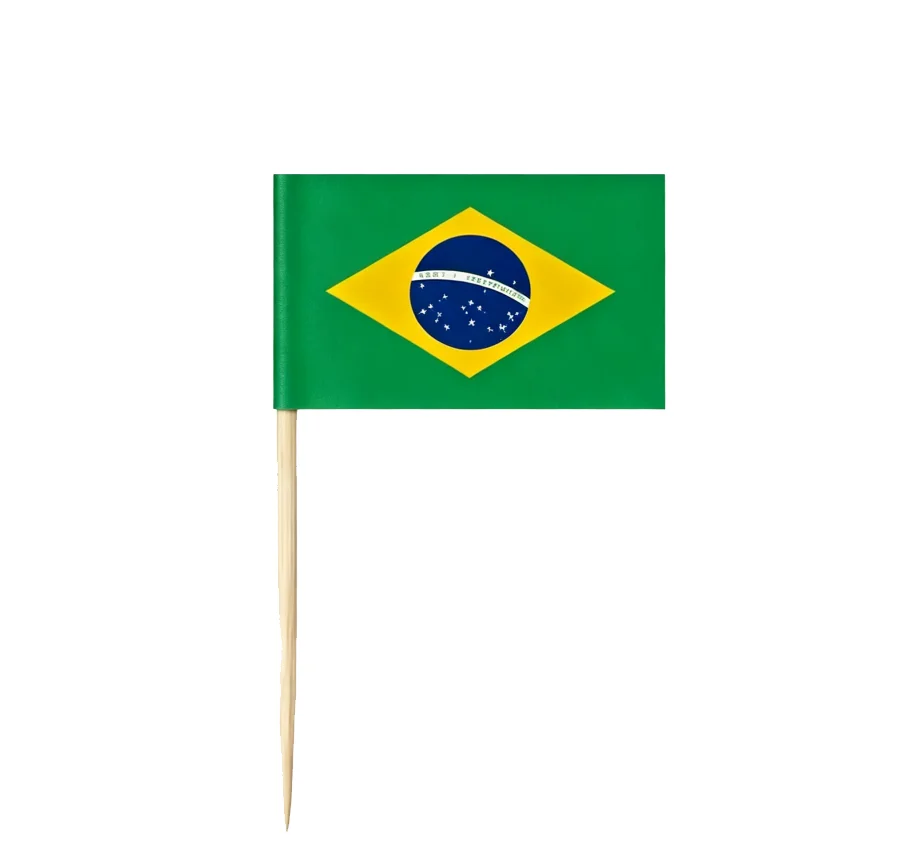 Brazilian Flag Decorative Picks | Eco-Friendly Party & Food Sticks