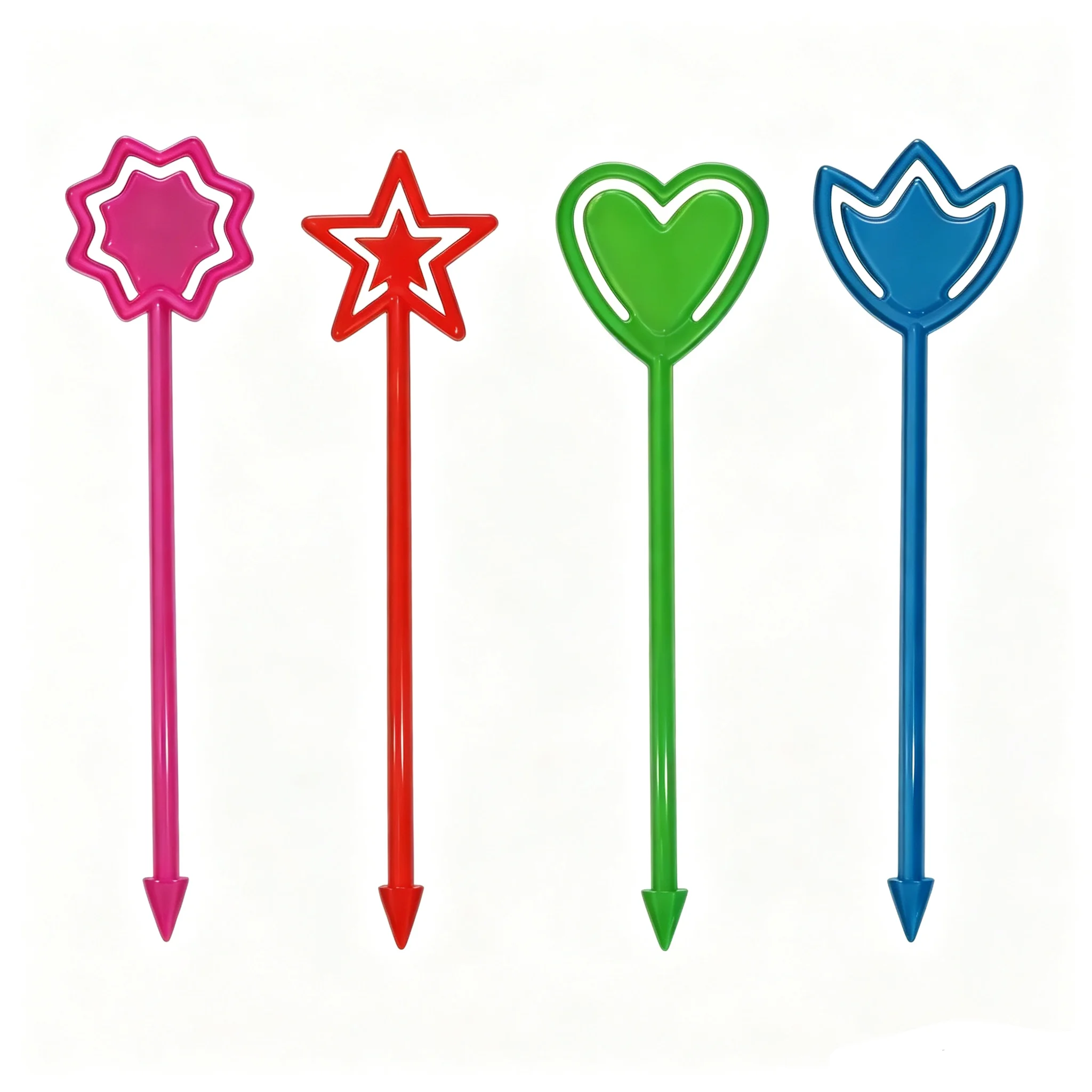 Plastic Cocktail Stirrers Assorted Shape Drink Stir Sticks