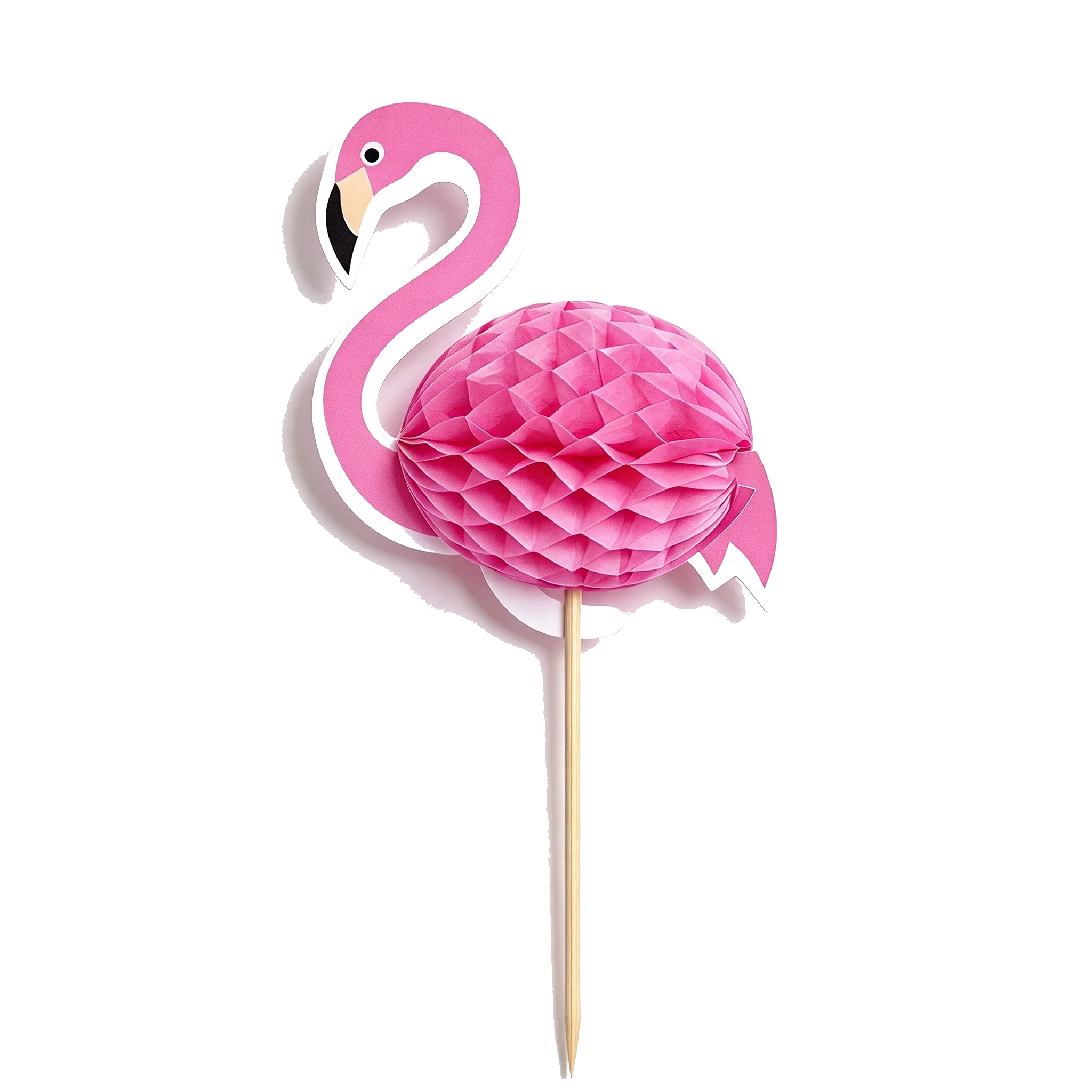 Flamingo Honeycomb Cupcake Topper|3D Paper Flamingo Food Pick for Tropical Party Decor
