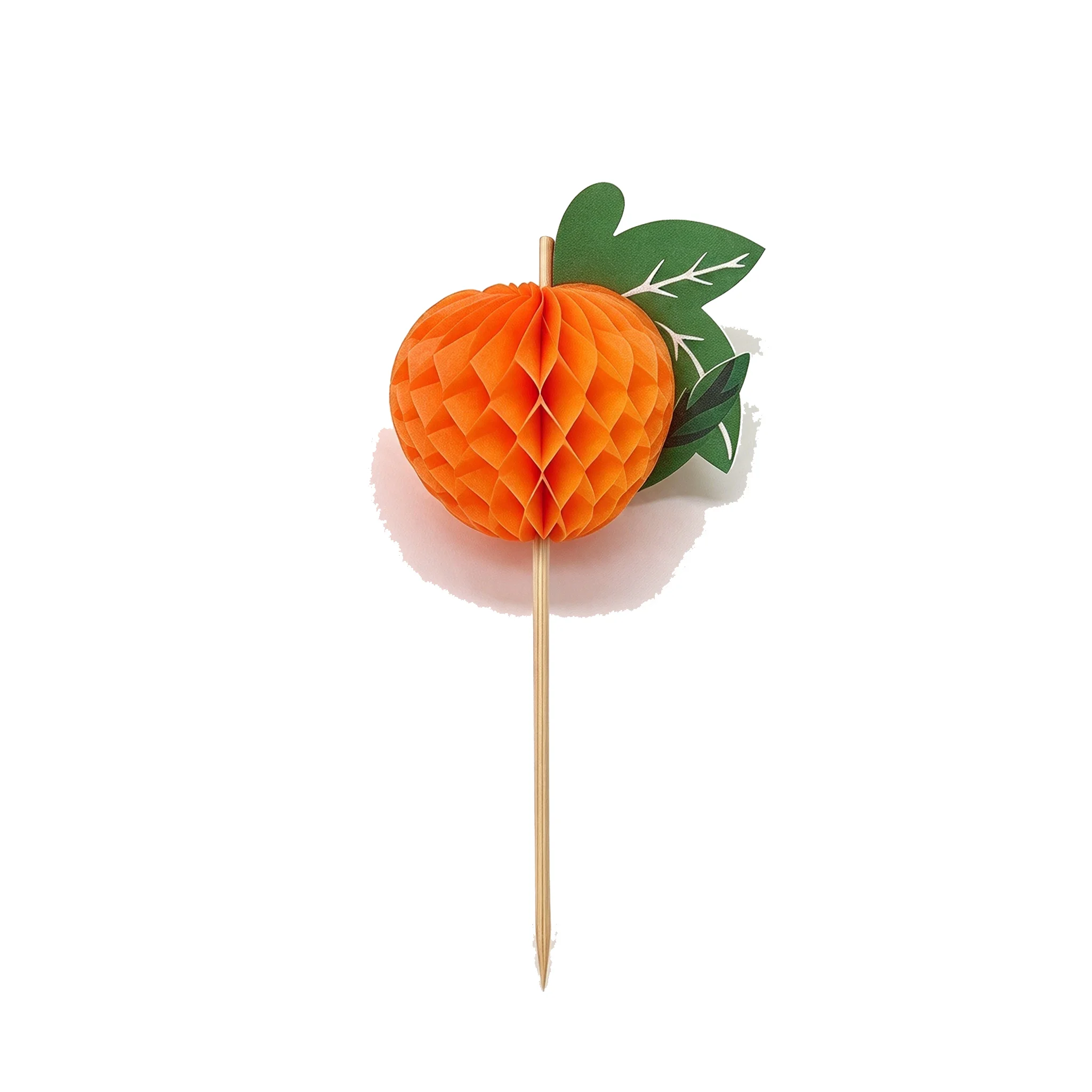 Orange Fruit Honeycomb Cupcake Topper|3D Paper Orange Food Pick for Fruit Themed Party Decor